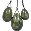 Nupuyai Set di 3 uova di giada verde Yoni con corda, cristallo forato massaggio pietra ovale cono uovo per le donne coni esercizio rafforzare i muscoli del pavimento pelvico
