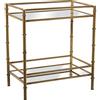 DRW Tavolo ausiliario rettangolare in metallo e specchio con due livelli in oro 54 x 34 x 60 cm, alt.Gambe 10,5 cm