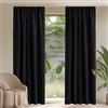 PONY DANCE Tende Oscuranti per Interni Curtains Coprente per Soggiorno Moderne Tenda Termica Isolante con Fettuccia per Camera da Letto 2 Pezzi 140x245 CM, Nero