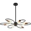 Qcyuui Lampadario a Sospensione Sputnik 6 Luci Nero, Design Moderno