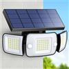 INTELAMP Faretto Led da Esterno Solare 6000mAh Faretti Solari 108 LED 1200LM Faro Led Esterno con Pannello Solare e Sensore di Movimento 6500K Luci Lampione Lampada Garage Giardino