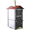 AgriEuro Premium Forno a legna da esterno Medius 80 EXT in acciaio - Ventilato con tetto rosso
