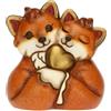 THUN, Bomboniera in Ceramica Decorata a Mano con Iconica Coppia Volpe e Cuore Dorato, Simbolo d'Amore, Linea Bomboniere, 4.7x3.5x5 cm h
