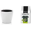 Lechuza Set Completo Vaso Classico Premium 28, Colore Bianco Lucido & Substrato PON 6 LITRI NEUTRO