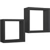 MODULARREDO | GINEVRA Set di 2 Mensole da Muro, Cubi Arredo, Mensole Cubo, Cubi da Parete, Cubi Portaoggetti, 35x35 p15.5 cm, e 30x30 p15.5 cm Nero - Made in Italy