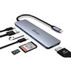 Qhou Hub USB C 3.0, Qhou 7 in 1 Adattatore USB C con HDMI 4K, USB C 3.0, 2 USB 3.0, 100W PD, Lettore di Schede SD/TF compatibile con Thunderbolt 3, MacBook Pro/Air, Windows e Altri Dispositivi di Tipo C