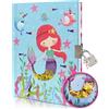 GINMLYDA Diario Segreto Bambina con Lucchetto, 80 Fogli a Righe da 17,8 x 13,5 cm Paillettes Shakable Quaderno per bambino per la Scrittura Scolastica Sirena Regalo per Ragazze di età 6 7 8 9 10 11 12 Anni