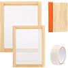 Cayway 4 Pz Kit per Serigrafia, Set per Serigrafia, 2 Dimensioni Legno, Spatole e Nastro Maschera