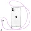 Vauki Cover con Cordino per iPhone 11,Custodia on Laccio Collana Tracolla Trasparente Silicone TPU+PC Bumper Back Antigraffio Proteggere Case,Viola