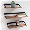 Kazai. Mensole -Finn- | Set Mensole Sospese in 3 Parti in Metallo e Impiallacciatura in Vero Legno | Decorazione da Parete, Contenitore e Mensola per Soggiorno, Cucina, Camera Letto | Noce