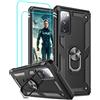 LeYi per Cover Samsung Galaxy S20 Fe 4G/5G con Vetro Temperato [2 Pack],Custodia Silicone Antiurto Protettivo 360°Rotante Anello Supporto Militare Case Bumper Custodia per Samsung S20 Fe Nero