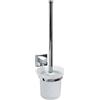 Fackelmann 86756 - Scopino per WC con Contenitore in Vetro da Parete, Superficie cromata Lucida, 11,5 x 38 x 15 cm Circa