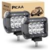 PICAA LED Luce da Lavoro, 2X 4 pollici 7D 36W Faro da Lavoro Led Tripla Fila Spot Led Luci di Lavoro Fuoristrada a Led per FUORI STRADA Moto 4WD SUV ATV UTV Camion 12V 24V