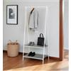 Mobile da ingresso con due ripiani in metallo effetto cemento e bianco 60x40x150 cm