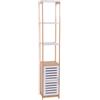 Colonna multiuso con 3 ripiani e 1 anta bianco e legno, 30x30x156 cm