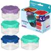 Sistema TO GO set di contenitori per piccoli oggetti | Contenitori per alimenti impilabili con coperchio | 62 ml | Privi di BPA | Coperchi verdiblurosa e viola | 4 pezzi