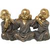DRW Set 3 Buddha della saggezza in un pezzo resina dorata 16x7x10cm