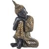 DRW Figura di un Buddha seduto in resina in oro e marrone 11 x 11 x 20 cm