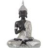 DRW Figura di un Buddha seduto in resina in argento e marrone 18 x 10 x 26 cm