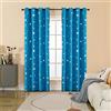 GIRASOLE HOME® Coppia Tende Oscuranti Morbide Fantasia Stelle Argentate Tenda Morbida per Interni con Occhielli 2 Pannelli (Celeste, 140x235cm)