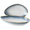 MÄSER 931994 La Sinfonia, set di piatti da portata, ovali in ceramica, in 2 misure, look moderno vintage con sfumatura di colore blu a bianco, gres