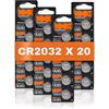 100% PeakPower CR 2032 - Confezione da 20 Batterie Bottone al Litio CR2032 da 3V | 100% PeakPower