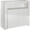 MMT Furniture Designs Ltd - Credenza moderna per buffet, con luci a LED, colore: bianco opaco/lucido, bianco, medium