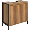 SoBuy Mobile Sottolavabo per Bagno Mobiletto Bagno Salvaspazio con 2 Ante e Ripiano, Mobile Sotto Lavandino da Terra con Piedini Regolabili 60x60x30 cm BZR63-PF