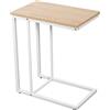 DRW Tavolino ausiliario in Metallo e Legno MDF in Naturale e Bianco 50 x 30 x 60 cm, ESTANDAR
