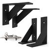 SPOROOT 4 Pezzi Supporti per Mensole piccolo, 75x100mm Staffe a L per Mensole Pesanti, 4 Modalità di Installazione Staffa per Mensola a Parete Triangolare Ferro Nero