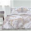 Sleepdown Set di biancheria da letto con copripiumino reversibile in marmo metallizzato, con brillantini, oro naturale, morbido, facile da pulire, per letto singolo (135 x 200 cm)