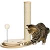 PawHut Tiragraffi per Gatti da 4kg max in Truciolato e Iuta con Palline da Gioco Incluse, 35x23x40 cm, color Rovere