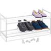 Relaxdays Scarpiera da Ingresso, 2 Ripiani in Acciaio, 6 Scarpe, Scaffale Portascarpe Impilabile, 33,5x70x26 cm, Bianco, Plastica