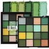 ZDHSOY Palette di ombretti in 16 colori verdi opachi, impermeabili, colore verde scuro brillante, palette di ombretti pressati giallo lucido, trucco occhi marroni glitterati scintillanti