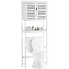 SMIBUY Contenitore salvaspazio sopra WC a 2 porte in bambù con ripiano interno regolabile e ripiano aperto indipendente (bianco), per Bagno