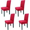 Leeyunbee 4 Pezzi Coprisedie con Schienale Elastica, Rosso | Lavabile, Sfoderabile, Poliestere-elastam, Facile da Pulire, Fodere per Sedie, per Sala da Pranzo, Cucina Cerimonia Matrimoni