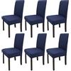 Leeyunbee 6 Pezzi Coprisedie con Schienale Elastica, Blu Navy | Lavabile, Sfoderabile, Poliestere-elastam, Facile da Pulire, Fodere per Sedie, per Sala da Pranzo, Cucina Cerimonia Matrimoni