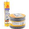 SIKA Kit sigillatura multiuso - Sikaflex 11 FC Purform, Bianco - Adesivo universale elastico - 300ml + Sika Multiseal, Grigio-Verde - Nastro sigillante bituminoso - 100mm X 10m
