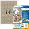 HERMA 10751 - Etichette universali in carta erba, 20 fogli, 35,6 x 16,9 mm, 80 fogli A4, 1600 pezzi, autoadesive, stampabili, opache, in carta silphie bianca, colore marrone naturale