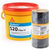 SIKA Kit terrazzo membrana liquida - Sikalastic 520 Fiber IT, Bianco - Membrana liquida impermeabilizzante - 5 kg + Sika Multiseal, Grigio-Verde - Nastro sigillante bituminoso tagliabile 300mm X 10m