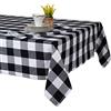 Asquare Tovaglia da tavolo in cotone da 140 x 240 cm, robusta, in tessuto lavabile da 220 g/m², a quadretti neri