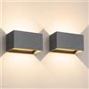 Kingwen Applique da Parete LED 20 W 3000 K Bianco Caldo Grigio 2 Pezzi | 1000 lm Angolo del Fascio Regolabile, Esterno/Interno, IP65 Impermeabile
