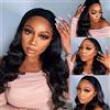Rebasar Parrucca Donna Capelli Veri Umani Body Wave Human Hair Wigs Headband Wig for Donna Parrucca Ondulati No Lace Brazilian Human Hair Wigs 150% Density Natural Black Color 16 Inch