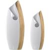 DRW Set di 2 vasi da pavimento e tavolo in ceramica in bianco e oro 19 x 15 x 50 cm e 15 x 12 x 40 cm