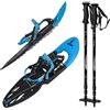 ALPIDEX Racchette Neve Ciaspole Alzatacco 38-46 Borsa Trasporto Bastoni Opzionali, Colore:Blue con Bastoncini