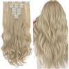 Silk-co 43cm-Extension Clip Capelli Colorati Mossi Extension Sintetiche Biondi 8 Fasce Full Head Extension Capelli Lunghi-Biondo Mix Biondo Sbiancante