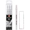 SAKURA Gelly Roll Bianco, 4 penne Bright White in una custodia, Mix-Size 05/08/10/10.