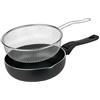 LS Kitchen - Padella Friggitrice con Cestello - Alluminio Antiaderente - Pentola per Friggere - Padella Friggitrice Induzione - 28 cm