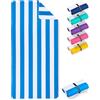 Fit-Flip Telo Mare microfibra - leggero, fine e ad asciugatura rapida - asciugamano microfibra grande - teli antisabbia da spiaggia - 100% riciclato - rigato azzurro-bianco 160cmx90cm