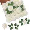 DuHouse Rose artificiali, rose artificiali con steli, vera sensazione al tatto, fiori in schiuma per fai da te, matrimoni, bouquet, baby shower, centrotavola, feste, decorazioni per la casa (crema)